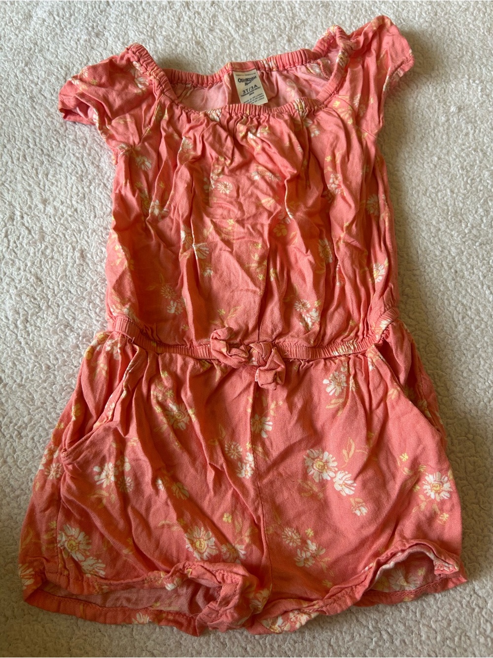 OshKosh B'gosh Coral-Pink Floral Girls' Romper